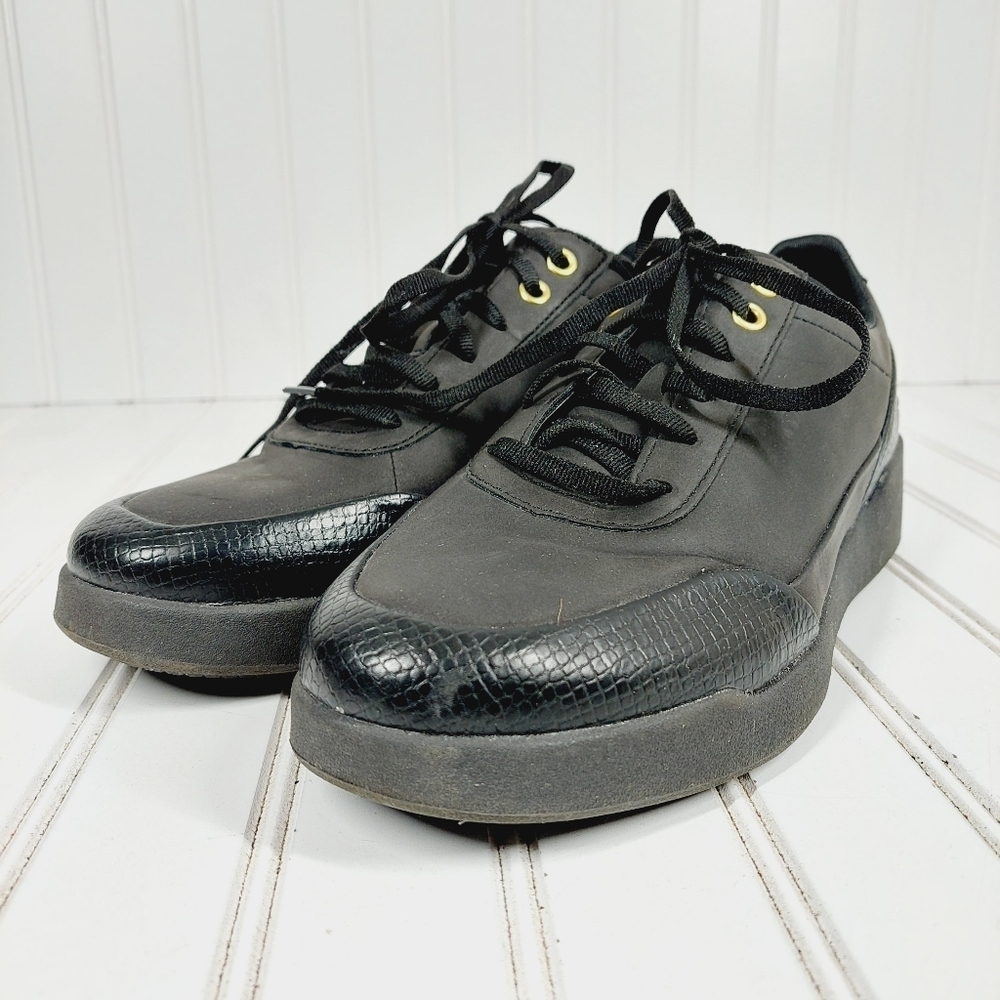 Ryka Paola Black Snakeskin Print Lace Up Athleisure Walking Sneakers I664 - Picture 2 of 12